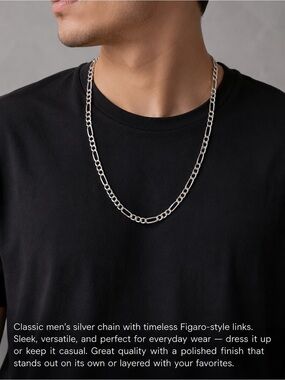 Men's Silver Figaro Chain Necklace - 925 Silver